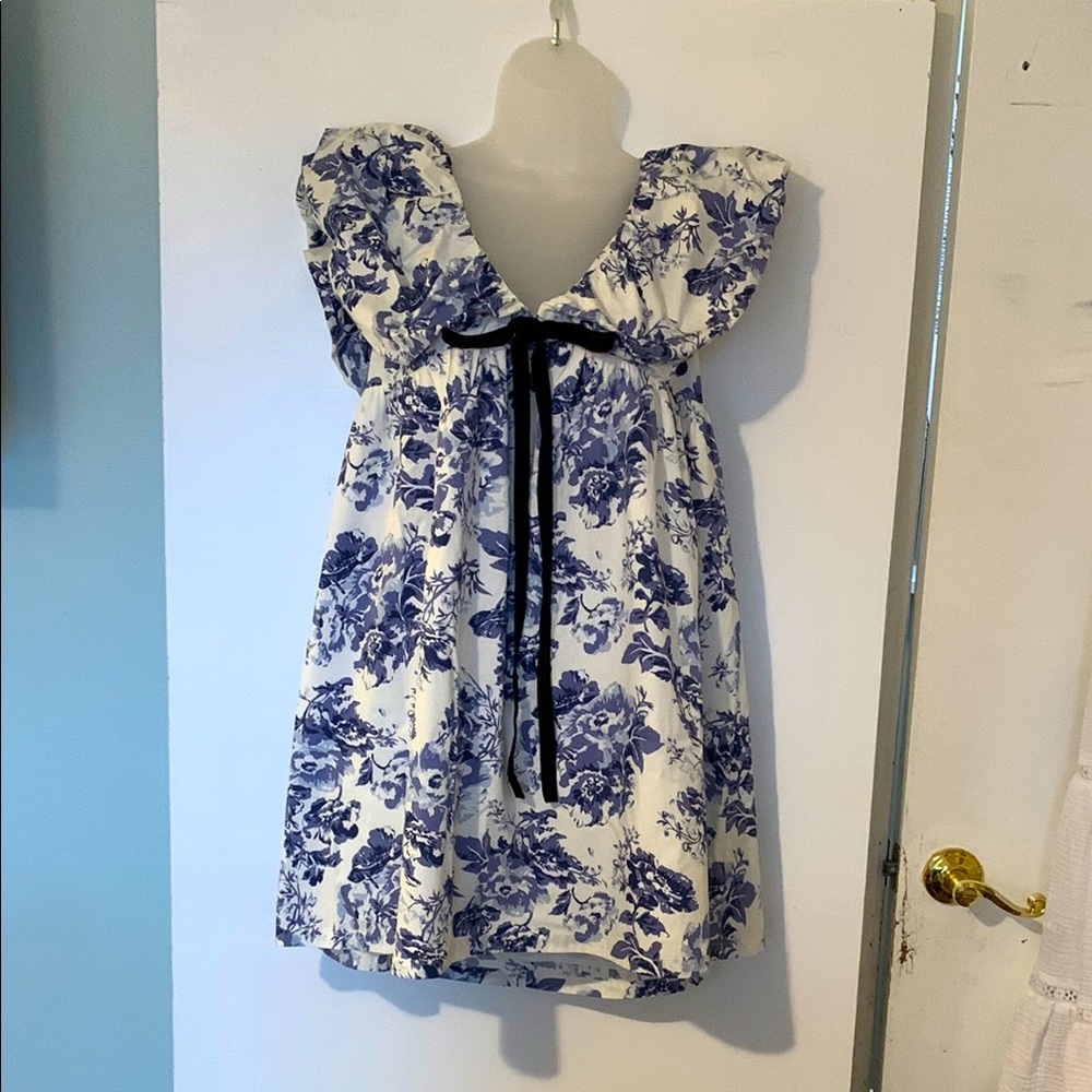 Floral Blue and White Dress